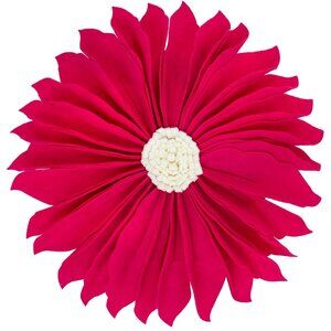 A Whimsical 16" Handmade 3D Flower Round Decorative Throw Pillow-Fuschia